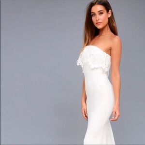𝅺nwt Lulu's Birdy White Lace Maxi Dress